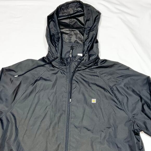 Quicksilver Windbreaker Jacket Waterman Men Medium Full-Zip Hoodie Black Used - Picture 4 of 11
